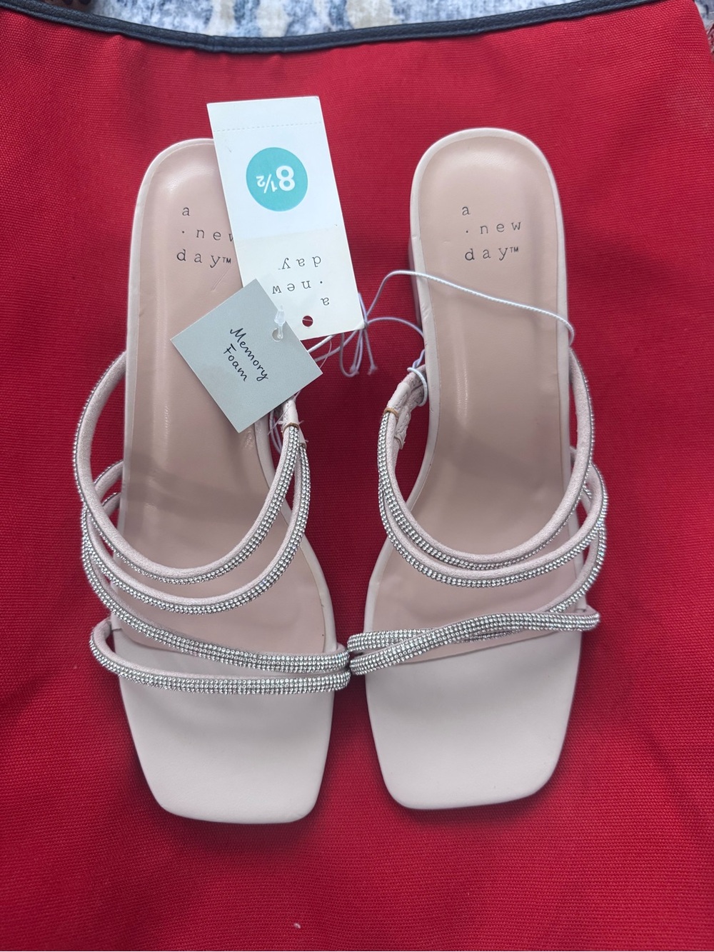 a new day Strappy diamanté 2” Slide Heels with memory foam (measurements in pics